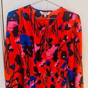 Tucker NYC Juliette Silk Dress Red Floral Silk Sz. M